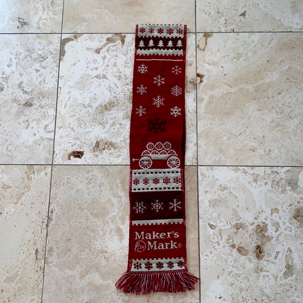 Makers Mark Winter Scarf  Red/Cream